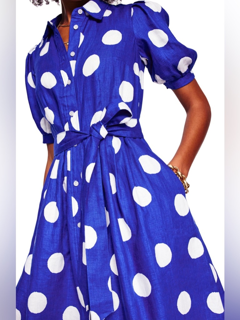 Boden Alexa Polka Dot Linen Shirtdress NWT | size 4 - Picture 8 of 9